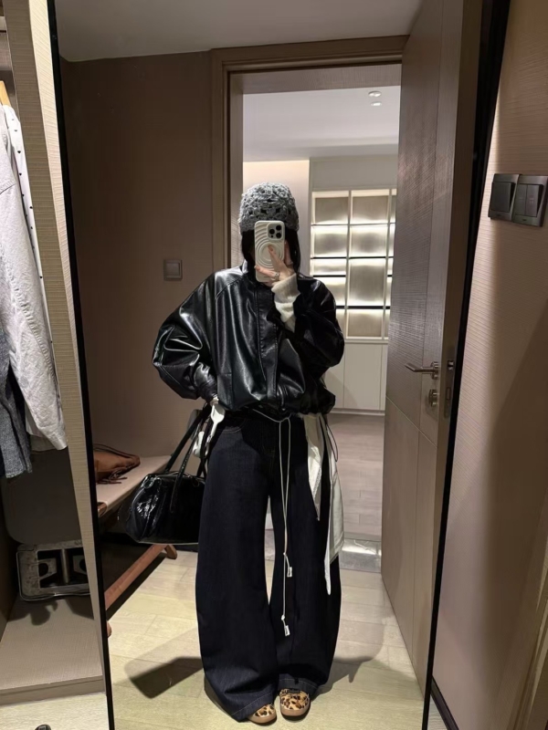 秋款梨型沙漏型花邊原色牛仔長褲