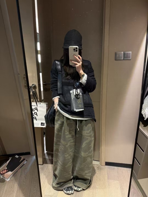 毛圈鬆緊腰休閒迷彩豹紋衛長褲