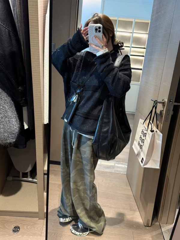 毛圈鬆緊腰休閒迷彩豹紋衛長褲