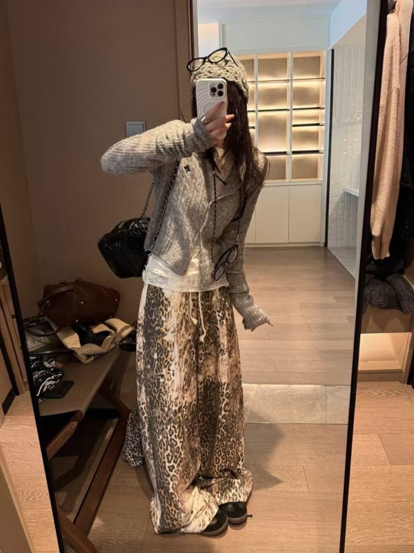 毛圈鬆緊腰休閒迷彩豹紋衛長褲