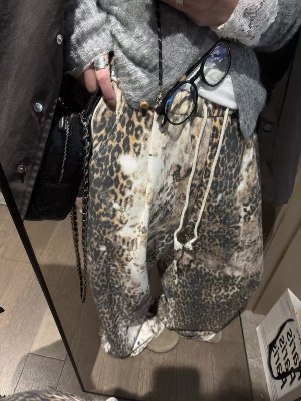 毛圈鬆緊腰休閒迷彩豹紋衛長褲