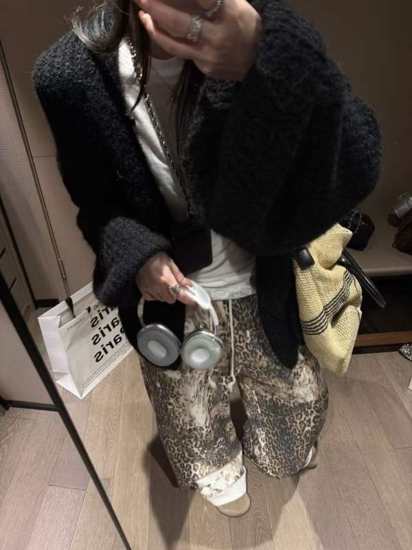 羊駝絨燈籠袖大開衫毛衣外套