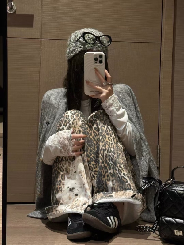 毛圈鬆緊腰休閒迷彩豹紋衛長褲