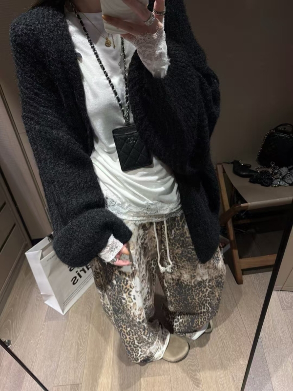 羊駝絨燈籠袖大開衫毛衣外套