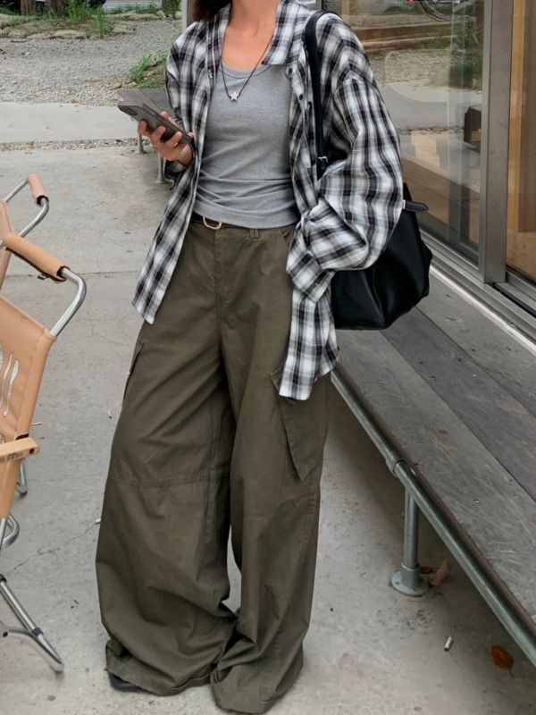 復古格子襯衫百搭長袖襯衫