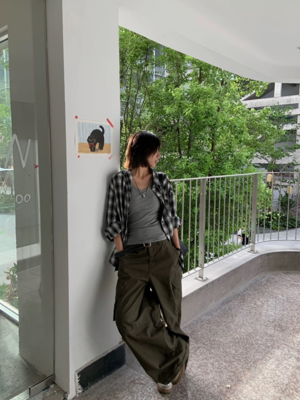 復古格子襯衫百搭長袖襯衫