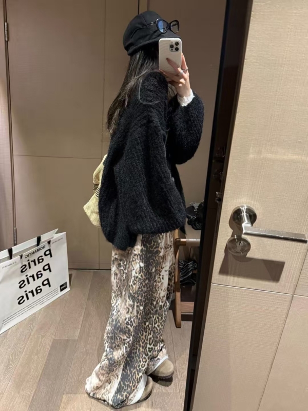 毛圈鬆緊腰休閒迷彩豹紋衛長褲