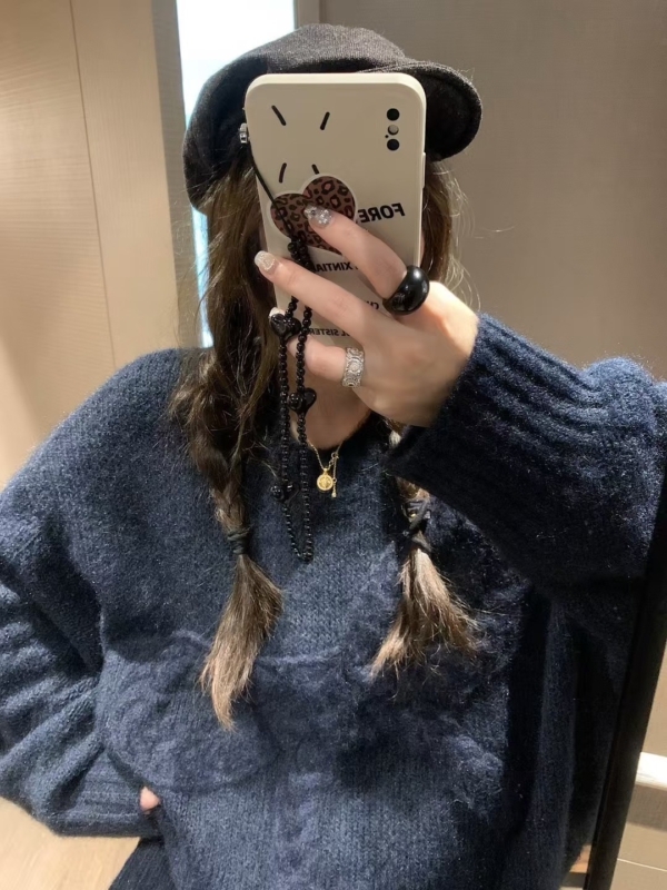 寬鬆蓬鬆蝴蝶結毛衣