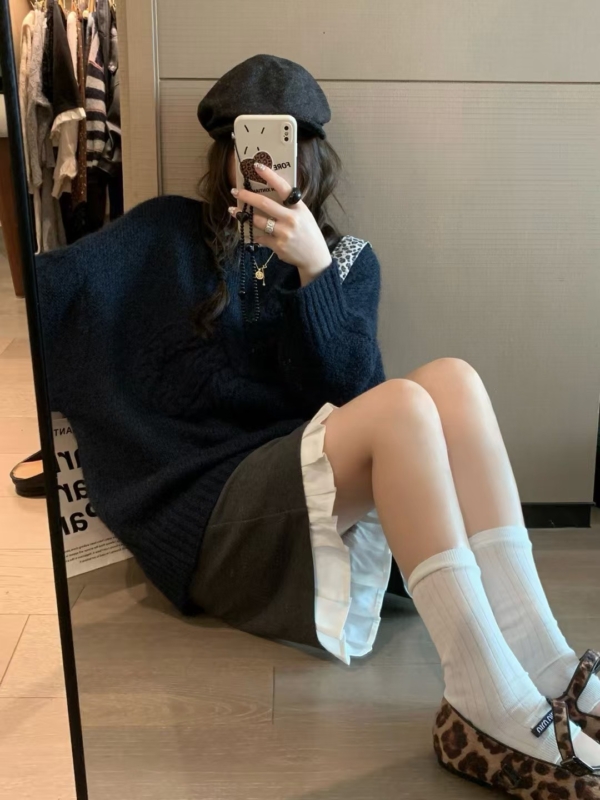 寬鬆蓬鬆蝴蝶結毛衣