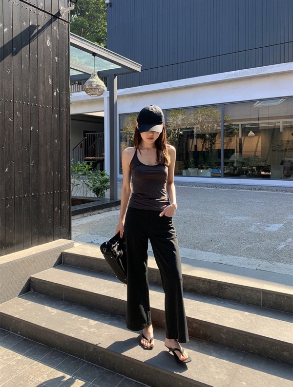 條紋西裝褲直筒九分褲