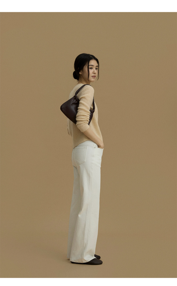 神褲柔軟高腰微喇叭牛仔長褲