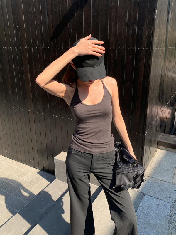 條紋西裝褲直筒九分褲