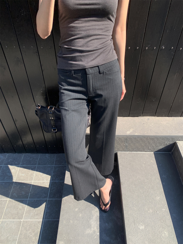 條紋西裝褲直筒九分褲