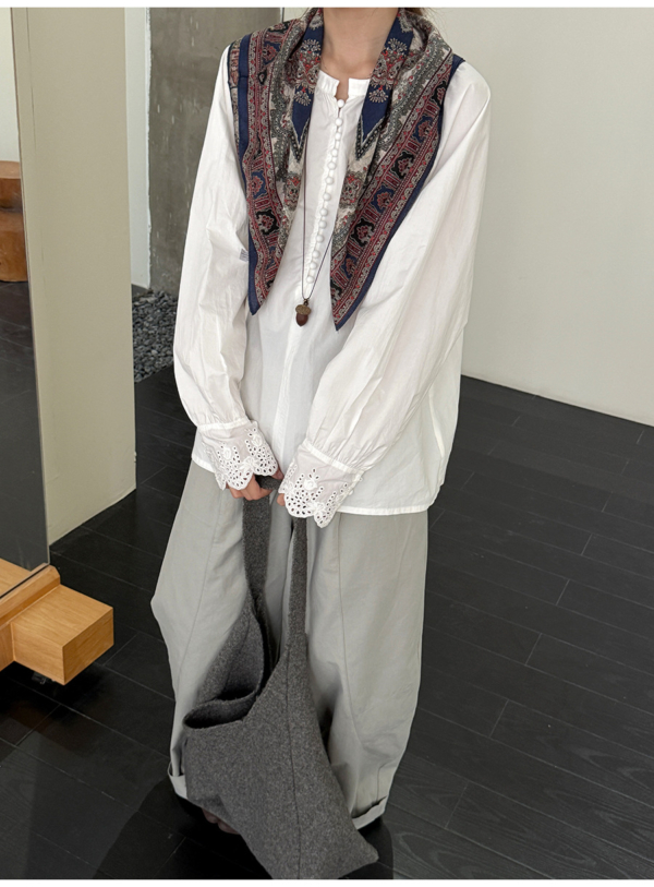 極簡多扣v領襯寬鬆襯衣