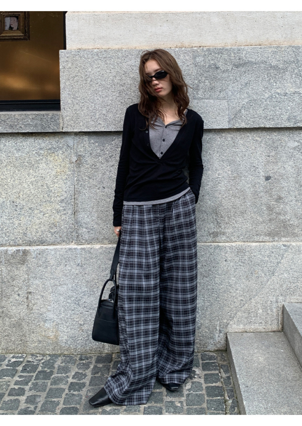 天絲羊毛假兩件長袖針織上衣