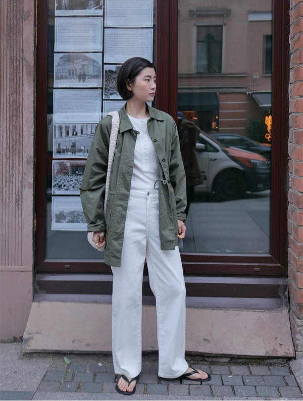 神褲柔軟高腰微喇叭牛仔長褲