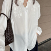 絲領刺繡襯衫天絲上衣