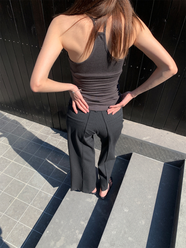 條紋西裝褲直筒九分褲