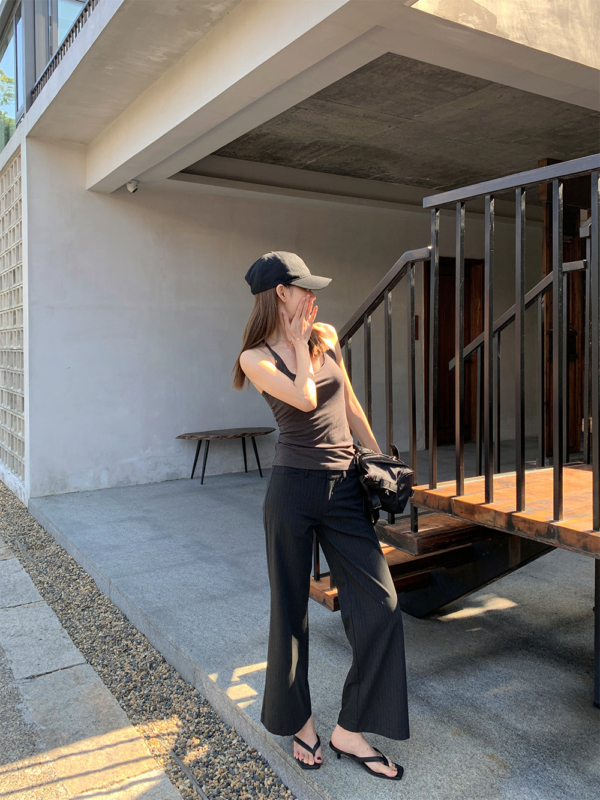 條紋西裝褲直筒九分褲